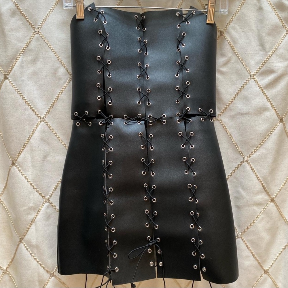 Dolls Kill Black Strapless Lace-Up Dress